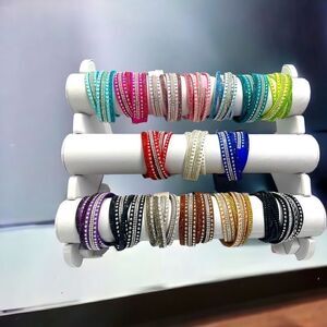 SALE ♥️ Leather 💠 Rhinestone 💠 Double-wrap Bracelet Bar 💠 New